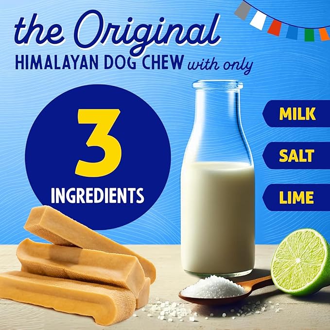 Himalayan Cheese Chews | Long Lasting, Stain Free, Protein Rich, Low Odor | 100% Natural, Healthy & Safe | No Lactose, Gluten Or Grains | 3.0 lbs BULK TUB | XLARGE | for s 55 Lbs & Larger