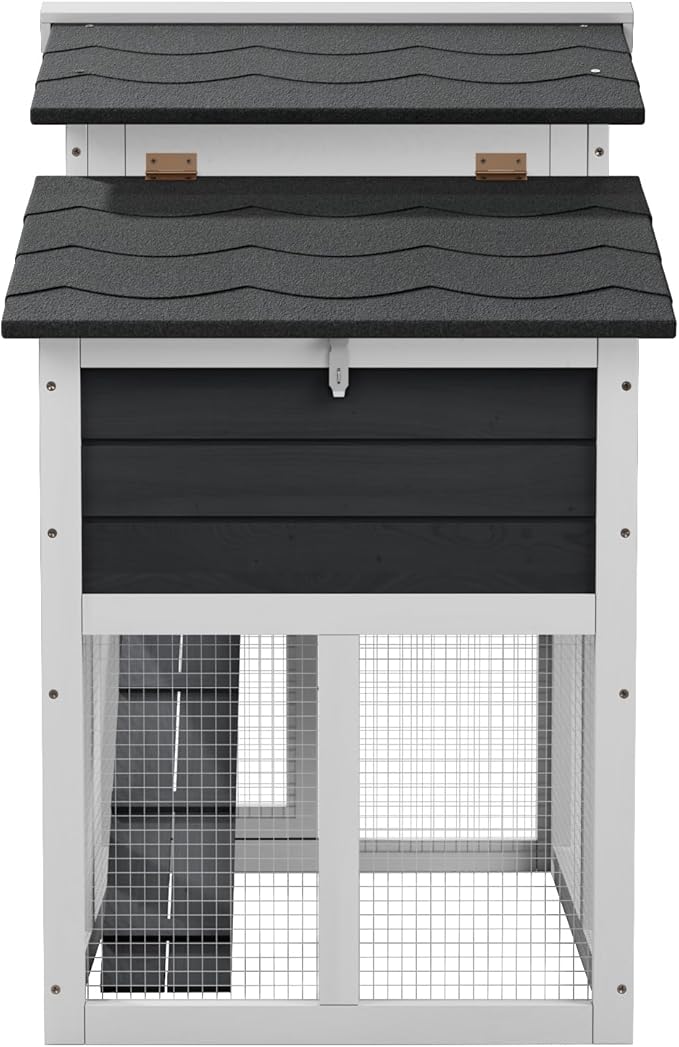 Chicken coop, Chicken Run, Duck coop,Outdoor Chicken Coop for 2-4 Chickens Wooden Hen House Poultry Pet Hutch Run Cage (White)
