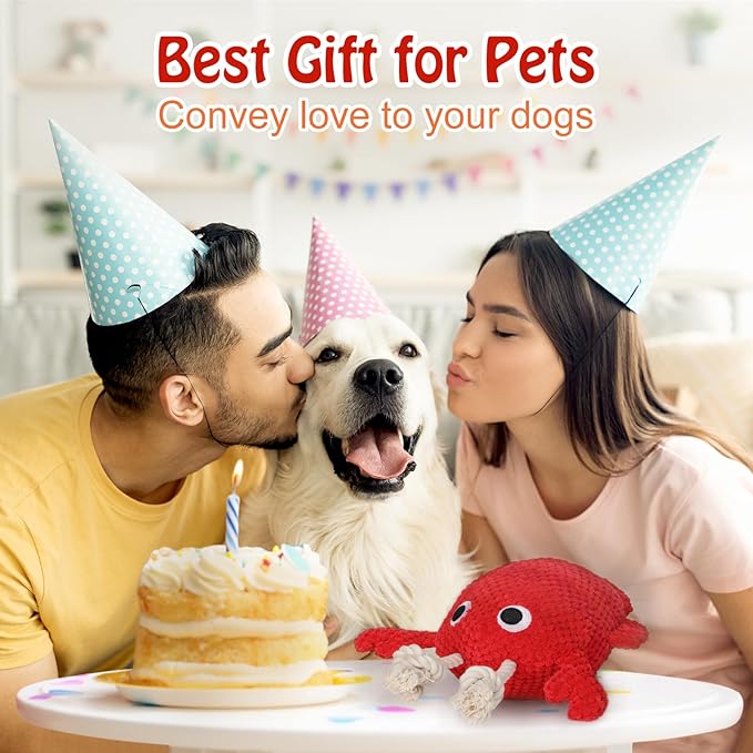 CiyvoLyeen Lobster Interactive Dog Toy to Keep Them Busy with Electric Moving Automatic Ball, Plush Stuffed Funny Cute Puppy Pet Toy for Boredom Christmas Birthday Gift for Small, Medium, Large Dogs