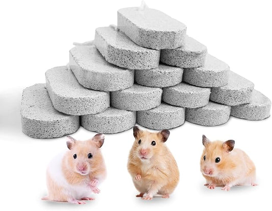 PINVNBY 15 PCS Hamster Lava Blocks, Lava Bites Chew Toys, Mineral Calcium Stone Teeth Grinding Toys for Small Animal Rabbits Guinea Pig Rats Bunny Hamsters Chinchilla