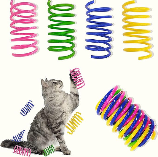 AGYM Colorful Plastic Spring Cat Toys, 12 Pack Spiral Springs for Indoor Cats to Swat, Bite, Hunt, Interactive Toys for Cats and Kittens