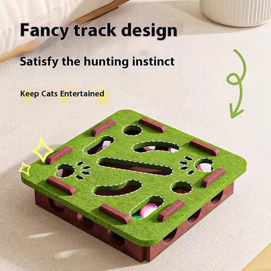Cat Scratch Puzzle Enrichment Box,Cat Nail File Enrichment Box,Cats Nail File Scratcher, with Bell,Unique Cats Felt Maze Toy for Stimulate Kittern Energy and Instincts (Gray-Round)