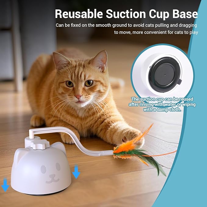 Interactive Cat Toy, 2-in-1 Automatic Cat Toys with Hide/Seek Mode, Moving Concealed Feathers, Two Speed Adjustable & Smart Touch Wake Up - Kitten Play for Indoor Cats (Blue)