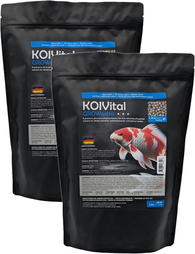 Pack of 2 Koi Food Grow Extra Swim of 2.5lb - Fish Food for All Stages of Live Koi Fish - Floating Pellet for All Seasons of Size 4.5mm
