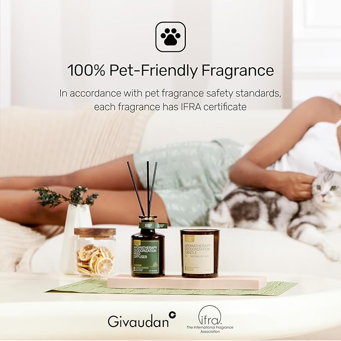 Odor Eliminating Candle, White Rose Scented Candle, Pet-Friendly Soy Candles, 60 Hours, 7 oz