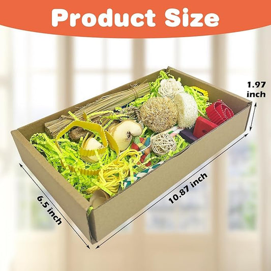 PINVNBY Bird Toys Natural Bird Foraging Interactive Parrot Shredding Box and Chewing Toy for Conure Parakeet Budgie Cockatiel Lovebird Small-Medium Birds (Medium)