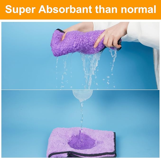 Bienbee Dog Bathrobe, Quick Drying Super Absorbent Dog Robes for After Bath, Warm Keeping Dogs Towel, Dogs Bath Supplies, Light Purple S