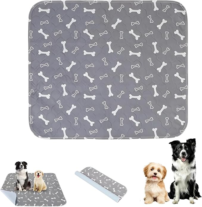 Washable Pee Pads for Dogs, Reusable Puppy Pads, Ultra-Durable 4-Layer Leak-Proof Training Mats with Non-Slip Bottom for All Breeds, Ideal for Indoor Training & Travel (Gray, L: 31.5" × 35.4")