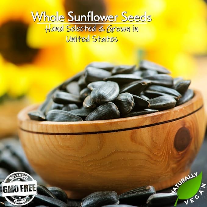 Gerbs Jumbo Raw Whole Sunflower Seeds 2 lbs. | No Additives, Shell-On, Resealable Bag | Crack-and-Eat Crunchy Snack | Top 14 Allergen-Free