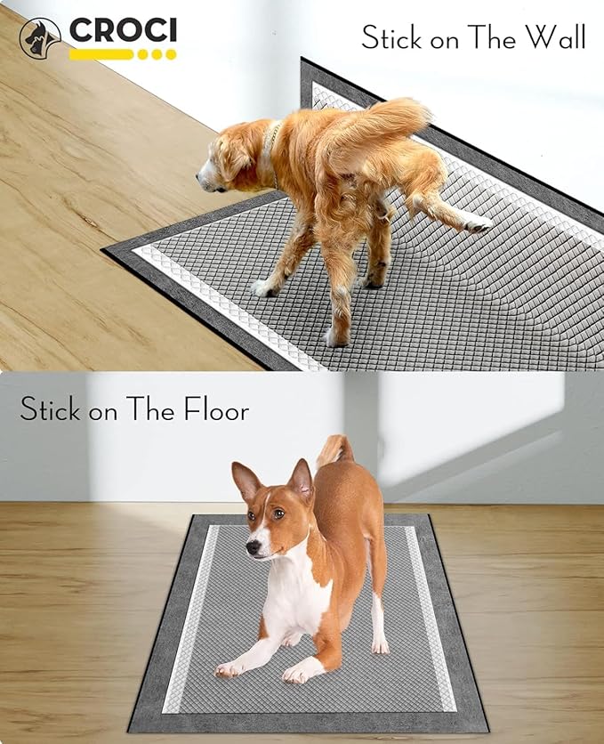 CROCI Puppy Pee Pads 22"x22" Charcoal Pee Pads, Odor-Control Charcoal Puppy Pads & Super Absorbent Dog Pads Holds Up to 4 Cups of Urine, Leak-Proof & Quick-Dry Dog Pee Pads, Disposable (50 Counts)