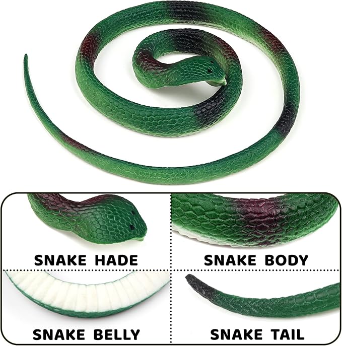 11 Pieces Toy Snakes, 30 Inch Rubber Snakes 16 Inch Fake Snake Realistic Snake for Garden Props to Keep Birds Away, Pranks, Boys’ Favorite, Pool Party, Bathtub Floater