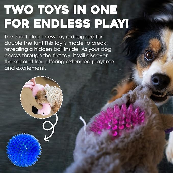 Flourish Pets 2 in 1 Multi-Layer Chew Toy for Active Dogs | Non-Toxic BPA Free Double Stitched Soft Fabric Exterior Dog Toys | Long-Lasting Dog Plush Toys – Leprechaun Snail 3.5" (2 Pack)