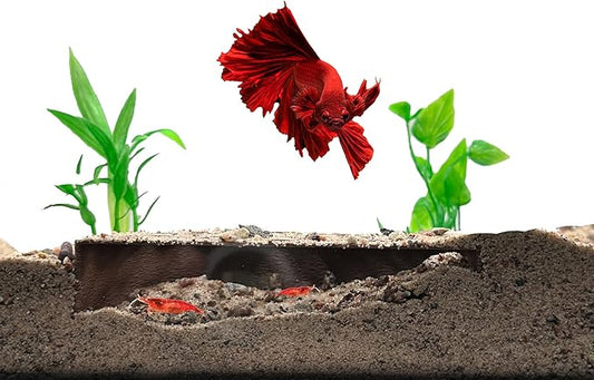 Shrimp Breeding Protector | Shrimp Breeding Cave Aquarium Tunnel | CTWPets (Brown)