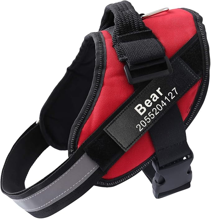 HOTGOL Custom No Pull Dog Harness with Personalize Name and Phone Number Tag,Reflective Breathable Adjustable Pet Vest for Small to Large Dogs