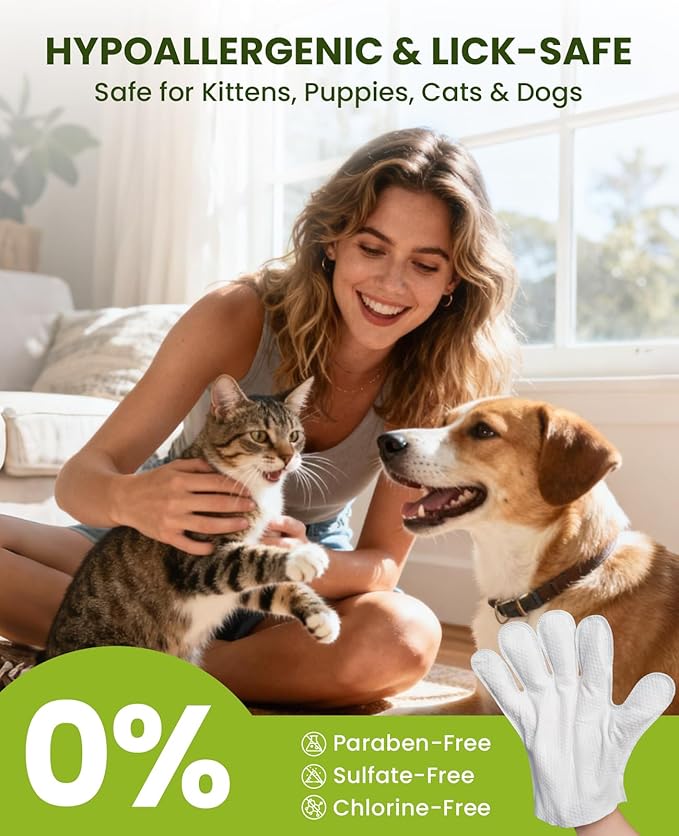 36PCS Hypoallergenic Pet Glove Wipes for Dogs & Cats - Quick Clean & Deodorizing Between Baths & Travel | Dog Washing Wipes for Fur, Butt, Paws, Eyes & Ears |Cat Cleaning Gloves for Grooming & Bathing