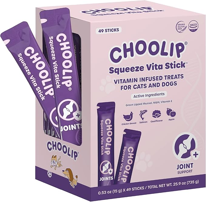 Squeeze Vita Stick Lickable Cat and Dog Treats – 49-Count Joint Support Sticks with Multivitamins, Soft Squeezable Paste for All Life Stages, Supporting Joint Health
