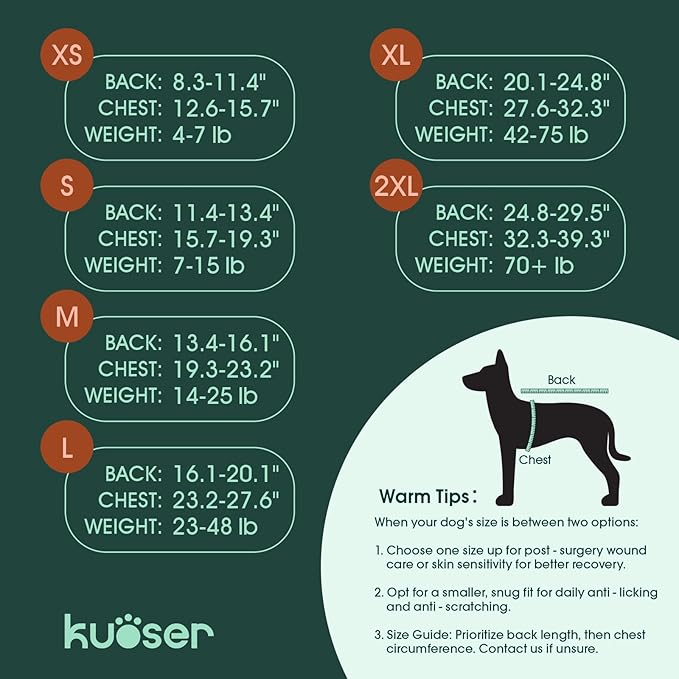 Kuoser Dog Surgery Recovery Suit, Doggie Surgical Bodysuit for Female Male Dogs, Pet Anti Licking Shirt for Spay Neuter Dog Cone Alternative