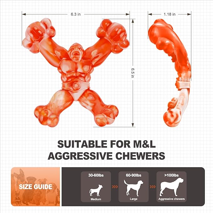 WinTour Indestructible Dog Toys for Large Dogs Aggressive Chewers, Tough Dog Toys for Aggressive Chewers Large Breed, Durable, Heavy Duty Chew Bone, Bacon Flavor