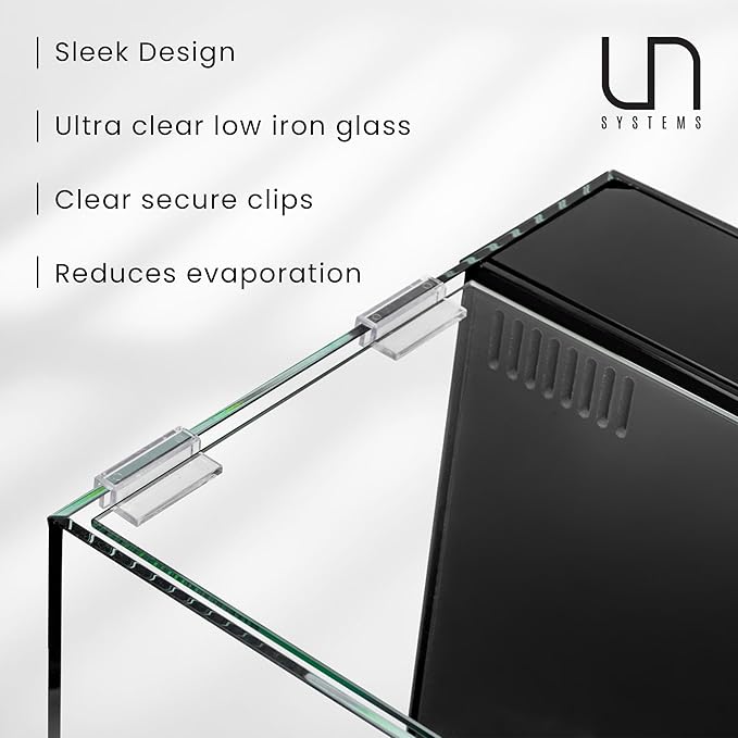 Ultum Nature Systems Dual AIO Glass Lids with Clips for Rimless Aquariums - Clear Rimless Lid, Fish Tank Cover for Glass Aquarium, Frameless Aquarium Lid, Cover for Tank - 90LA Dual AIO