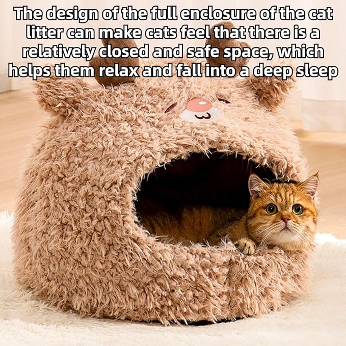 Animal Design Pet Bed Cat Dog Bed for Indoor Cats Pet Tent Cave with Removable Cushion Plush Half-Enclosed Warm House for Cats Small Dogs Kitten Puppy Sleeping (Alpacas,Medium)