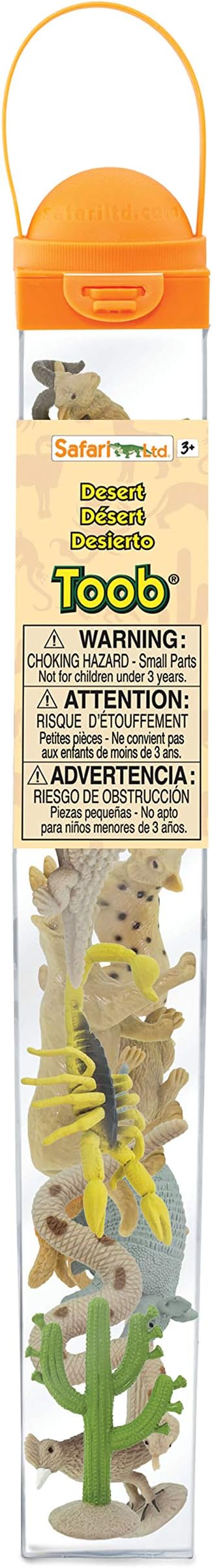 Safari Ltd. Desert TOOB - Figurines of Horned Lizard, Cactus, Road Runner, Scorpion, Rattlesnake, Coyote, Bobcat, Armadillo, Mountain Lion - Educational Toy Figures For Boys, Girls & Kids Ages 3+