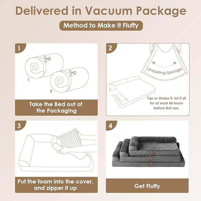 EHEYCIGA Memory Foam Dog Bed Large Sized Dogs, Pet Bed for Large Dog for Crate with Waterproof Liner, Pet Couch Bed Orthopedic with Washable Removable Cover, 35x23x6 Inches, Dark Grey