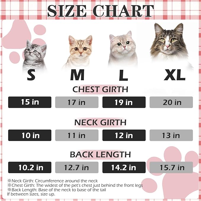 EXPAWLORER Plaid Cat Hoodie - British Style Warm Cat Sweater Shirt with Leash Hole,Pet Clothes Outfits,Winter Coat Apparel for Puppy Cats Girl Boy-Kitten Apparel,Pink L