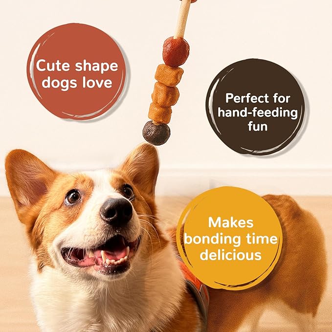 Dog Treats, Kabobs Chews Made with Sweet Potato, Turkey, Chicken & Duck, Rawhide Sticks for Dogs, Long-Lasting, High Protein Dog Treat for Small Medium Large Dogs, 12 Count
