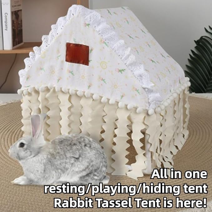 Bunny Tent Guinea Pig House Bed Cozy Hamster Cave Large Hideout for Dwarf Rabbits Hedgehog Bearded Dragon Nest Hamster Cage Accessories (Green)