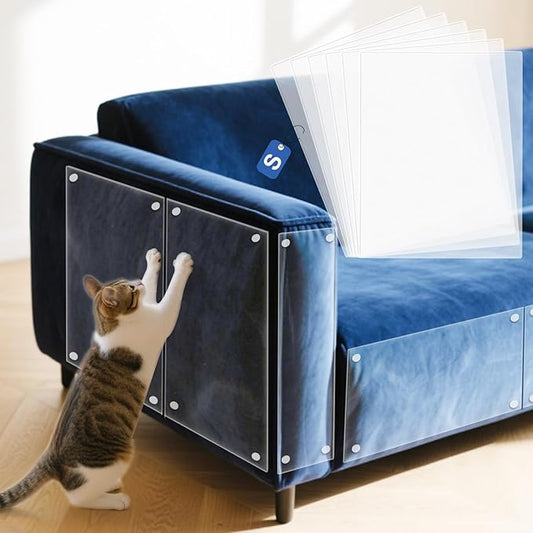 Cat Scratch Furniture Protector, 12-Pack Couch Protector from Cat Claws, Cat Couch Protector Single-Sided Furniture Protectors from Cats Scratching for Sofa Corners Walls Doors(with 50 Twist Pins)
