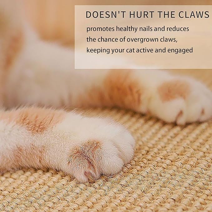 Large Cat Scratch Mat [32 X 20 Inch] Natural Sisal Cat Scratching Mats for Indoor Cats, Durable Cat Scratcher Rug Sisal Pad for Cats Bed, Floor, Couch, Carpets