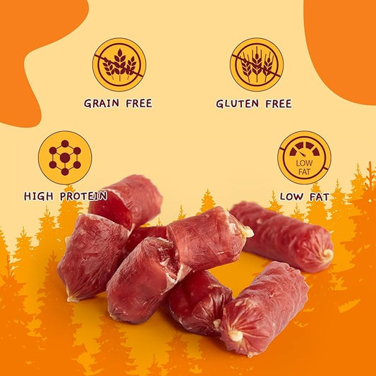 Jungle Calling Grain-Free Duck Sausage Dog Treats, Single Ingredient Duck Jerky, Soft & Chewy Training Treats for Small & Medium Dogs, 10.6 oz