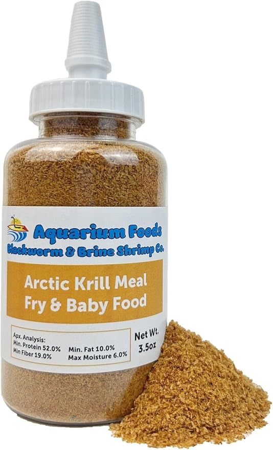 Aquatic Foods Inc. Arctic Krill Meal/Powder for Tropical Fish Fry and Babies, Nano & Micro Fish, Corals and Anemones…3.5oz Squeeze Bottle