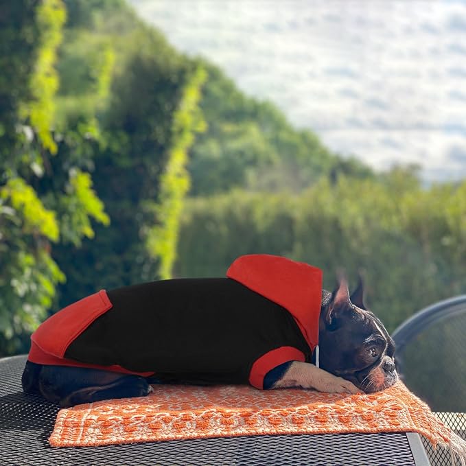 Dog Hoodie - Cotton Sweatshirt Soft Breathable Sweater for Small Dogs, Sleeveless Clothes Cozy Coat for Spring Autumn Winter, Red S