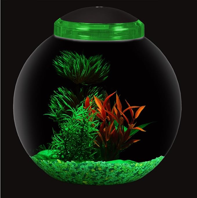 Koller Products 3-Gallon Globe Fish Bowl, Impact- Resistant Plastic Fish Tank with LED Lighting, Crystal-Clear Clarity, Desktop Aquarium Tank for Betta Nano Goldfish Peacockfish Zebrafish, Home Décor