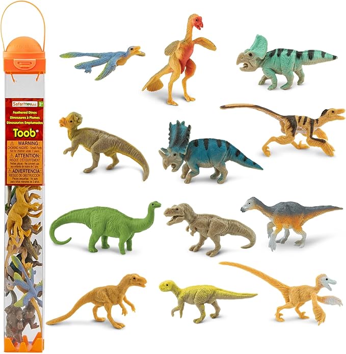 Safari Ltd. Feathered Dinosaurs TOOB - Figurines of T-Rex, Velociraptor, Microraptor & More - Fun Educational Play Toy for Boys, Girls & Kids Ages 3+