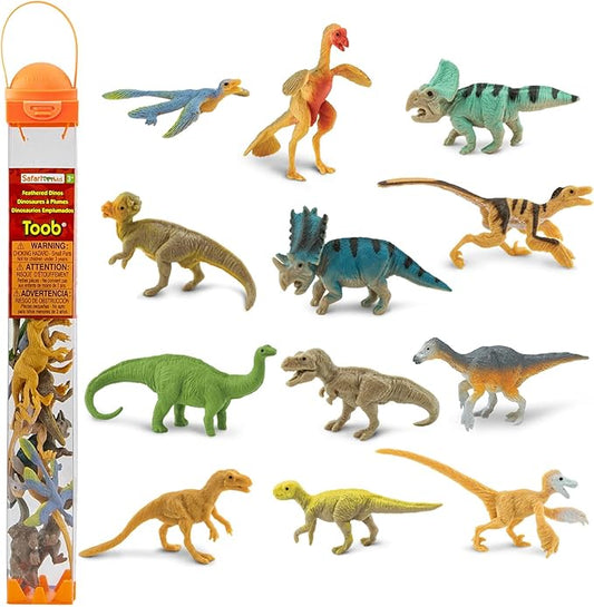 Safari Ltd. Feathered Dinosaurs TOOB - Figurines of T-Rex, Velociraptor, Microraptor & More - Fun Educational Play Toy for Boys, Girls & Kids Ages 3+