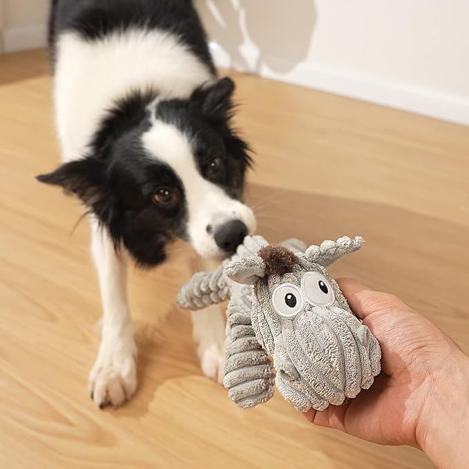 Dog Toy, Unstuffed Plush Toy for Large Breed, Cute Squeaky Dog Toys with Crinkle Paper, Big Puppy Chew Toys for Small, Middle, Large Breed