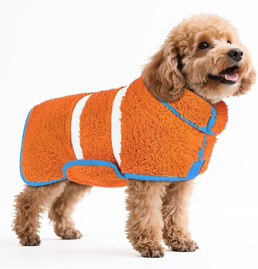 Bienbee Dog Bathrobe, Quick Drying Super Absorbent Dog Robes for After Bath, Warm Keeping Dogs Towel, Dogs Bath Supplies,Orange S