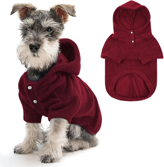 IDOMIK Dog Hoodie Sweater with Leash Hole, Warm Dog Fleece Sweater with Hood, Soft Pullover Dogs Fleece Vest for Fall Winter, Pet Sweatshirt Clothes for Poodle French Bulldog Labrador,Red,M