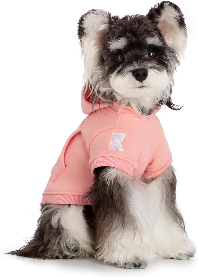 Koneseve Dog Hoodie - Fleece Warm Sweater with Pocket, Soft Clothes for Daily Wear, Basic Hooded Sweatshirts, Winter Coat Clothing, Comfort Tee Shirt Fit for All Breeds Pet - Pink - L