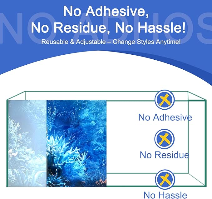 Aquarium Background & Fish Tank Background – Ultra HD Static Cling, No Tape, No Residue, Vibrant Underwater Scenery for Stunning Aquarium Decorations, Blue Ocean Theme 17.7 X 47.2 Inches