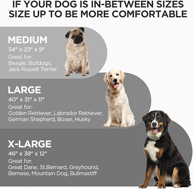 Orthopedic Dog Bed for Large Dogs, Memory Foam Dog Sofa with Waterproof & Washable Cover, Cooling Energy Gel. Couch, Pain Relief Soft Couch Pet Bed (46x38x12 inch, Grey)