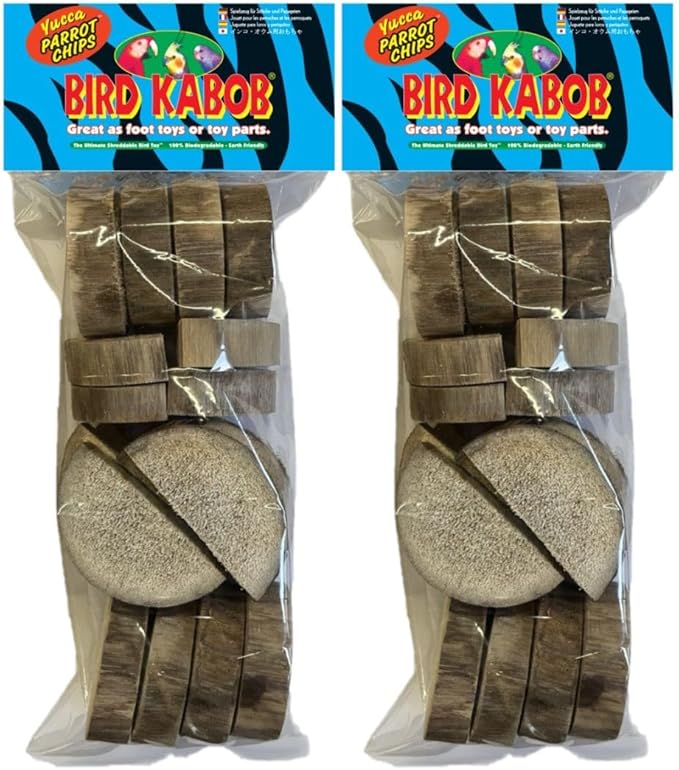 Yucca Parrot Chips - 2 Pack - an All-Natural, Holistic, Veterinarian Recommended, Earth Friendly, shreddable Yucca Pieces in The Long Slender Bag