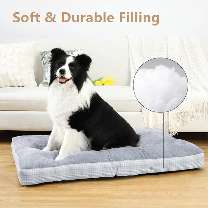 MIHIKK Washable XL Dog Bed for Extra Large Dogs with Anti-Slip Bottom, Premium Foam Pet Pad for Crate for Large Medium Small Sized Puppies, 41" x 27" Gray