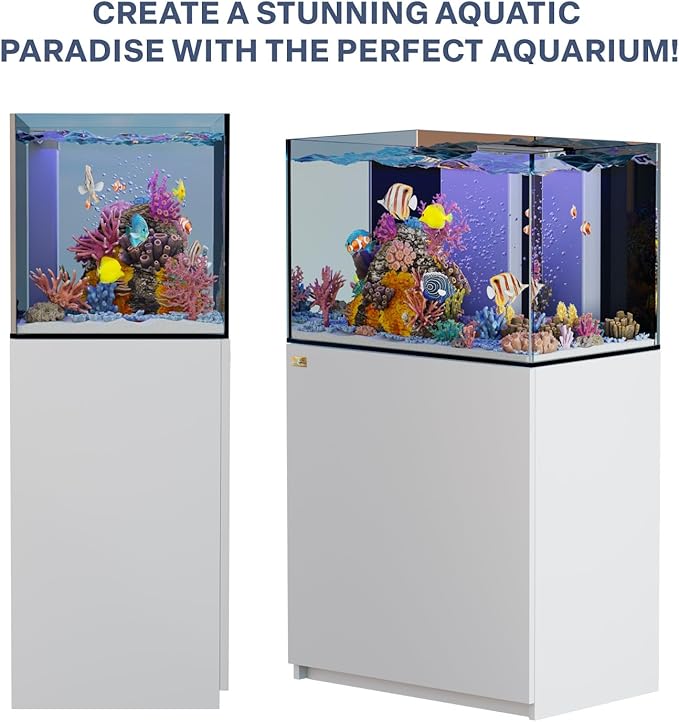 Coral Reef Aquarium Tank | 90 Gallon Ultra Clear Glass with Sump, White