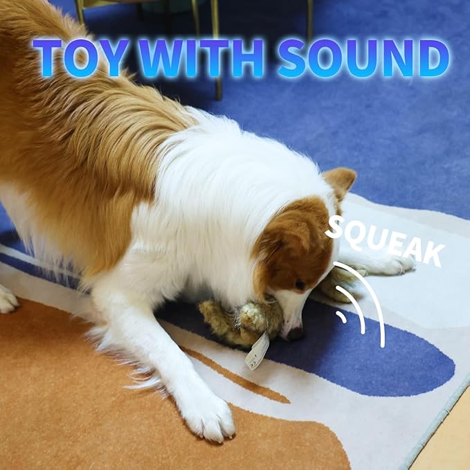 ALL FOR PAWS Classic Rabbit Squeaky Doy Toy, Bunny Dog Toy for Medium Large Breed, Puppy Fetch Toy with Squeaker, Plush Chew Dog Toy, 12.2x7.1x7.5 inches, Brown Rabbit-L