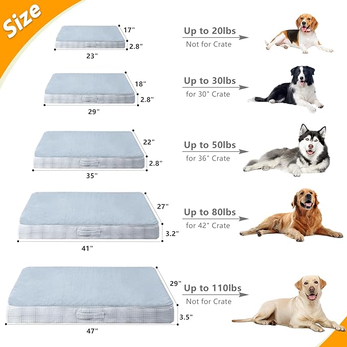 MIHIKK Washable Orthopedic Dog Bed for Large Dogs, XL Waterproof Pet Bed with Egg Crate Foam Strong Support, Machine Washable Cover & Anti-Slip Bottom & Durable Zipper 41x27(Gray)