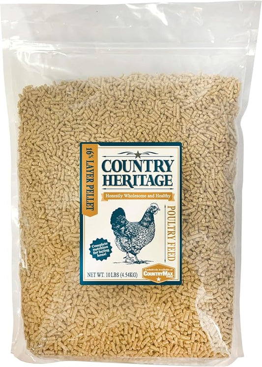 CountryMax Hen Egg Layer Pellet with 16% Protein for Increased Egg Production for Chickens (10 Pounds)