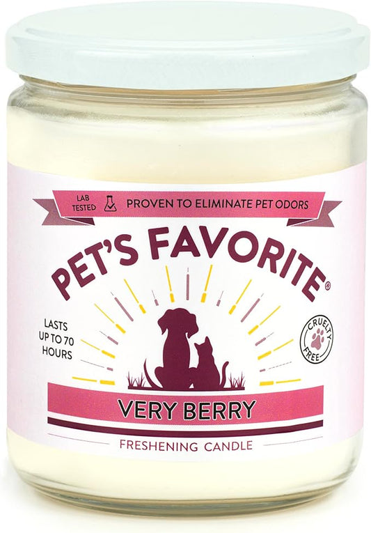 Pet's Favorite Pet Odor Candle, Clean Burning, Long Lasting Scented Candles with a Cotton Wick. (Very Berry, Pack of 1)